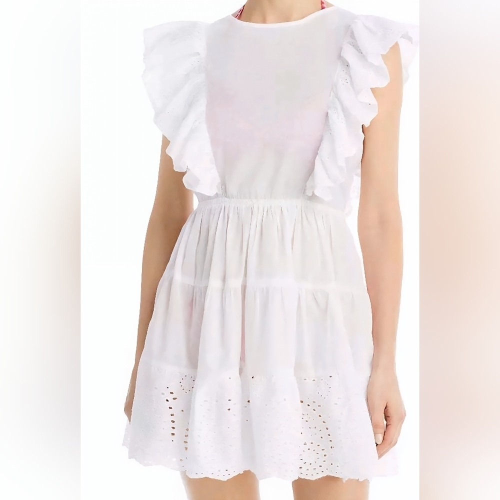 Aqua Women's White Ruffle Swim Coverup, Medium